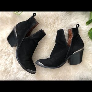 Black cutout western booties